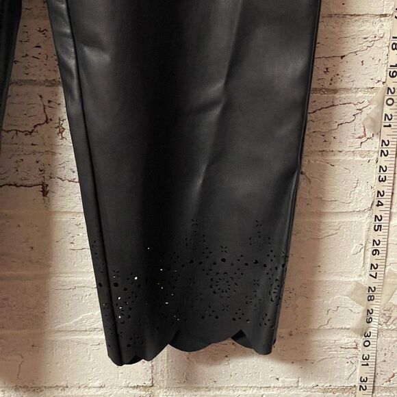 INC Faux Leather Scalloped Hem Pants - Chic & Edgy - Size 14 - Picture 3 of 11